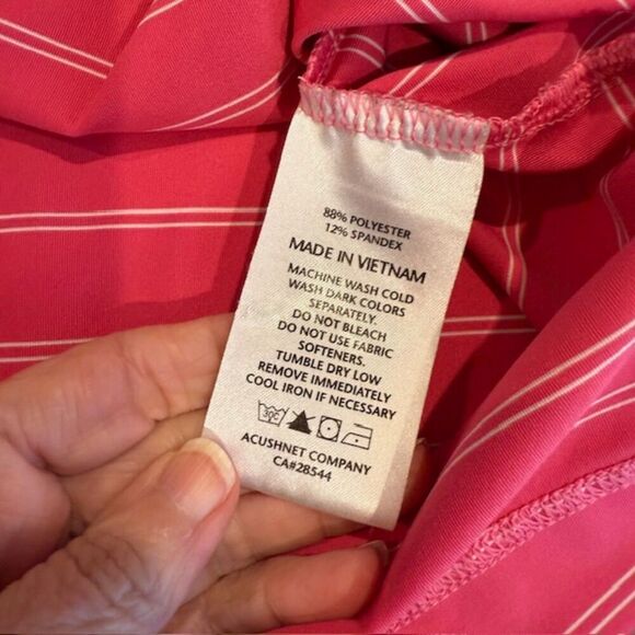 FootJoy Golf Polo Pink with White Stripes Performance Size Large - Picture 7 of 12
